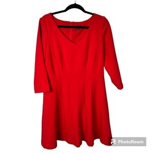 Ann Taylor Red Long Sleeve Flare Dress Size 12 Petite